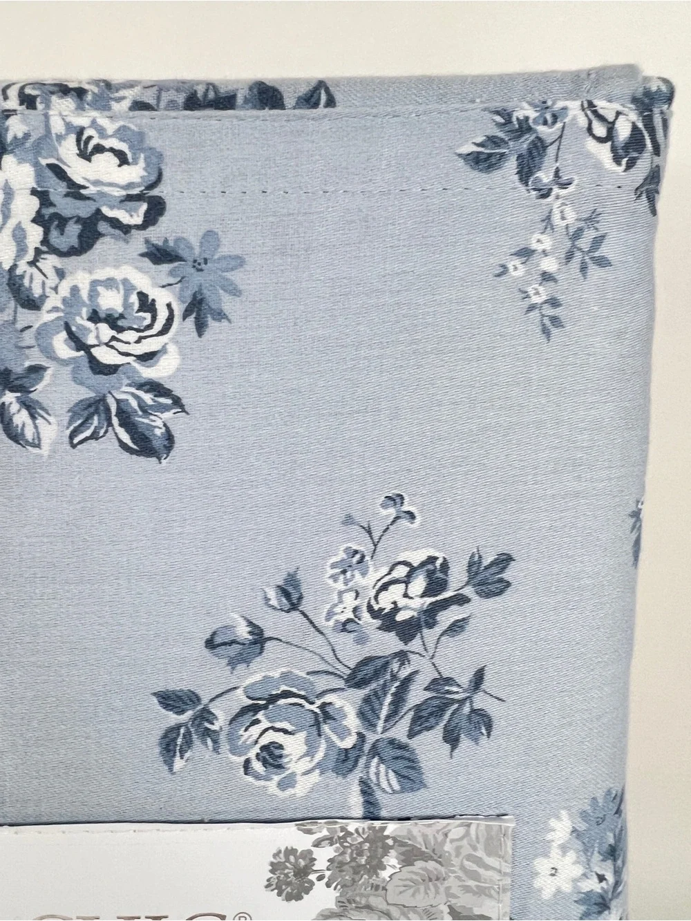 Shabby Chic King Sheet Set Blue White Floral Roses Soft 100% Cotton 4 Pc NEW